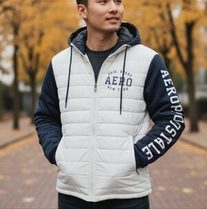 NWT Aeropostale Unisex Winter White/ Navy Blue Puffer